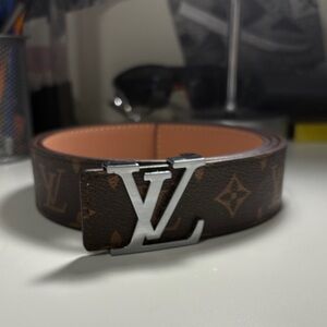 Louis Vuitton Brown Monogram Leather Belt with LV Buckle
